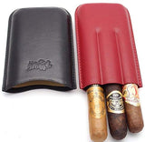 Three Cigar Leather Holder (Corona) - Authentic Full Grade Buffalo Hide Leather