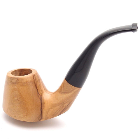 Olive Bent Italian Olive Wood Tobacco Pipe