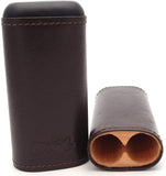 Grooved Robusto Leather Cigar Cases - Inside Cedar Wood Compartments - Authentic Full Grade Buffalo Hide Leather