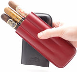 Fine Leather Cigar Case for 2 - Authentic Full Grade Buffalo Hide Leather - Bordo