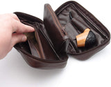 Pipe Tobacco Leather Pouch Combo - Authentic Full Grade Leather - Brown