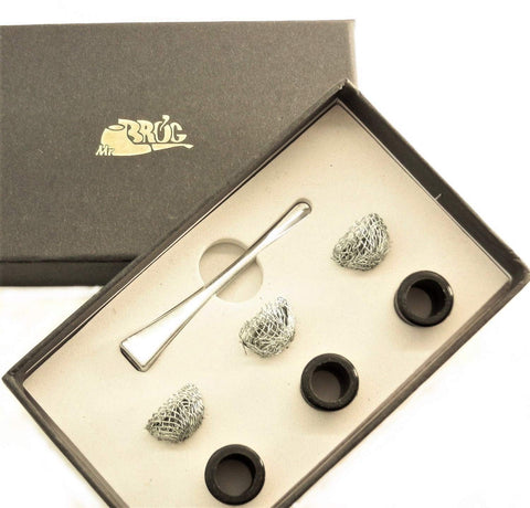 Mr. Brog Smoking Tobacco Pipe Accessory Gift Set - Vintage Tamper Tool, 3 Rubber Bits and 3 Moisture metal Balls Mr. Brog Smoking Tobacco Pipe Accessory Gift Set - Vintage Tamper Tool, 3 Rubber Bits and 3 Moisture metal Balls