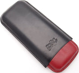 Fine Leather Cigar Case for 2 - Authentic Full Grade Buffalo Hide Leather - Bordo