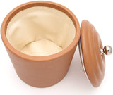 Fine Leather Pipe Tobacco Jar - Authentic Full Grade Cow Leather - Tan