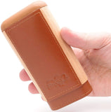 Spanish Cedar & Leather Robusto Cigar Case - Authentic Full Grade Buffalo Hide Leather