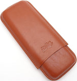 Fine Leather Cigar Case for 2 - Authentic Full Grade Buffalo Hide Leather - Bordo
