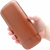 Fine Leather Cigar Case for 2 - Authentic Full Grade Buffalo Hide Leather - Bordo
