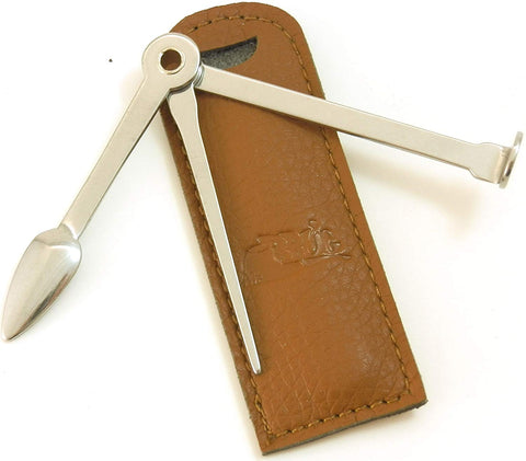 Lightweight 3-in-1 Tool with Leather Pouch - Spike Tamper Reamer - Tobacco Pipe Tool Lightweight 3-in-1 Tool with Leather Pouch - Spike Tamper Reamer - Tobacco Pipe Tool
