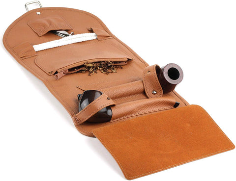 Mr. Brog Elegant Full Grain Leather Tobacco Pipe Pouch Wrap - Tan Mr. Brog Elegant Full Grain Leather Tobacco Pipe Pouch Wrap - Tan