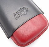 Fine Leather Cigar Case for 2 - Authentic Full Grade Buffalo Hide Leather - Bordo