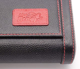 Travel Cigar Humidor Box Great Carry Along - Authentic Full Grade Cow Leather - Black & Red Stitch