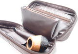 Pipe Tobacco Leather Pouch Combo - Authentic Full Grade Leather - Brown
