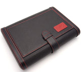 Travel Cigar Humidor Box Great Carry Along - Authentic Full Grade Cow Leather - Black & Red Stitch