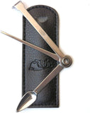 Lightweight 3-in-1 Tool with Leather Pouch - Spike Tamper Reamer - Tobacco Pipe Tool