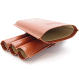 Leather Cigar Case for 3 - Authentic Full Grade Buffalo Hide Leather