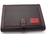 Travel Cigar Humidor Box Great Carry Along - Authentic Full Grade Cow Leather - Black & Red Stitch