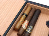 Travel Cigar Humidor Box Great Carry Along - Authentic Full Grade Cow Leather - Black & Red Stitch