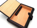 Travel Cigar Humidor Box Great Carry Along - Authentic Full Grade Cow Leather - Black & Red Stitch