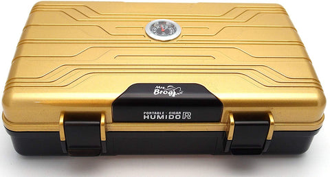 Waterproof Cigar Travel Humidor for 10 Cigars - Integrated Hygrometer and Humidifier Included - 2 Trays Waterproof Cigar Travel Humidor for 10 Cigars - Integrated Hygrometer and Humidifier Included - 2 Trays