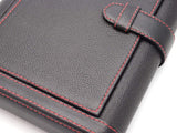 Travel Cigar Humidor Box Great Carry Along - Authentic Full Grade Cow Leather - Black & Red Stitch