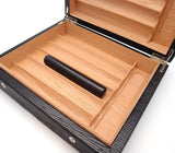 Full Grade Leather Spanish Cedar Wood Desktop Leather Cigar Humidor