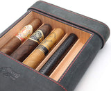 Travel Cigar Humidor Box Great Carry Along - Authentic Soft Cow Leather - Black