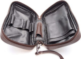 Tobacco Pipe Leather Case - 4 Pipes - Authentic Full Grade Leather - Black