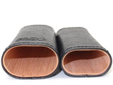 Vittori Leather Cigar Cases for 2 Cigars (Robusto) - Authentic Full Grade Leather - Black