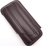 Leather Cigar Case for 3 - Authentic Full Grade Buffalo Hide Leather