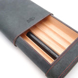 Travel Cigar Humidor Box Great Carry Along - Authentic Soft Cow Leather - Black