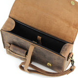 Handmade Authentic Hunter Oil Pull Up Leather Cigar Humidor Travel Case - with Special Cigar Push Up Feature