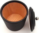 Soft Leather Pipe Tobacco Jar - Authentic Full Grade Cow Leather - Black