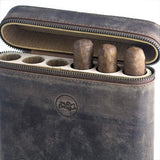 Handmade Authentic Hunter Oil Pull Up Leather Cigar Humidor Case - with Special Humidity Rise Tunnel Feature