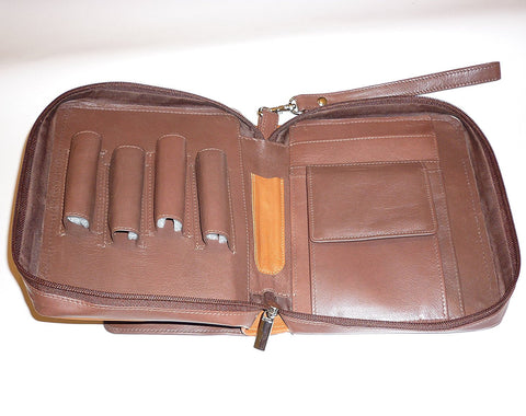 Sheep Napa Leather Tobacco Pipe Pouch Combo - Four Pipes and Tobacco Pouch & Tool Pockets