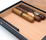 Travel Cigar Humidor Box Great Carry Along - Authentic Full Grade Leather - Black