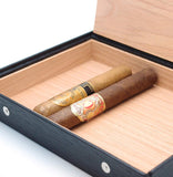 Travel Cigar Humidor Box Great Carry Along - Authentic Full Grade Leather - Black