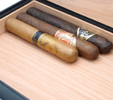 Travel Cigar Humidor Box Great Carry Along - Authentic Full Grade Leather - Black