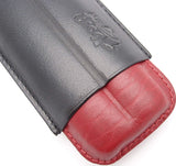 Leather Cigar Case for 2 - Authentic Full Grade Buffalo Hide Leather