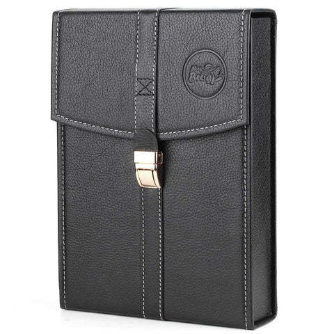 Mrs. Brog Elegant Full Grain Leather Cigar Humidor Travel Case - Black Mrs. Brog Elegant Full Grain Leather Cigar Humidor Travel Case - Black