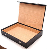 Travel Cigar Humidor Box Great Carry Along - Authentic Full Grade Leather - Black