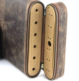 Handmade Authentic Hunter Oil Pull Up Leather Cigar Humidor Case - with Special Humidity Rise Tunnel Feature