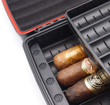 Waterproof Cigar Travel Humidor for 10 Cigars - Integrated Hygrometer and Humidifier Included - 2 Trays