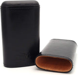 Cigar Carrying Cases - (Robusto) - Authentic Full Grade Buffalo Hide Leather - Black