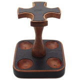 Leather 4 Pipe Stand - Authentic Full Grade Leather - Black