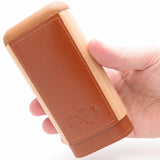 Spanish Cedar & Leather Robusto Cigar Case - Authentic Full Grade Buffalo Hide Leather