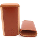 Spanish Cedar & Leather Robusto Cigar Case - Authentic Full Grade Buffalo Hide Leather