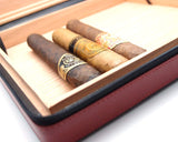 Travel Cigar Humidor Box Great Carry Along - Authentic Soft Cow Leather - Black+Tan