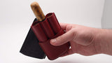 Leather Cigar Case for 3 - Authentic Full Grade Buffalo Hide Leather