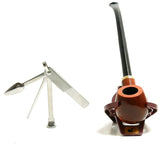 Churchwarden Tobacco Smoke Pipe Set - with Stand & 3-in-1 Tamper Tool- Hand Made by