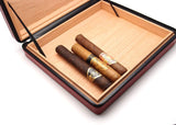 Travel Cigar Humidor Box Great Carry Along - Authentic Soft Cow Leather - Black+Tan